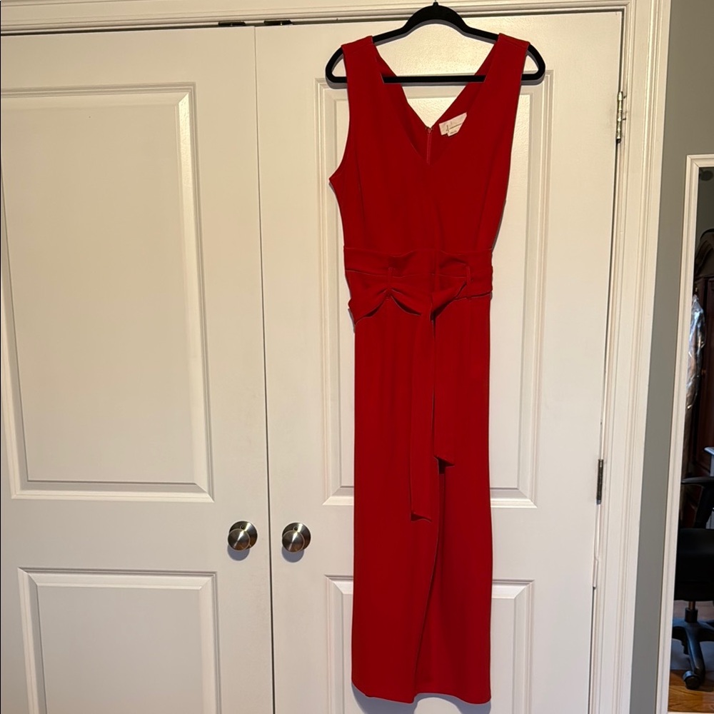 Anthropologie Sleeveless Red Jumpsuit with Waist Tie